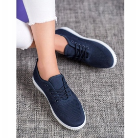 SHELOVET Baskets ajourées nouées bleu 5