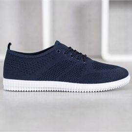 SHELOVET Baskets ajourées nouées bleu 1