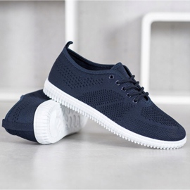SHELOVET Baskets ajourées nouées bleu 2