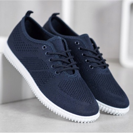 SHELOVET Baskets ajourées nouées bleu 3