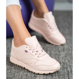 SHELOVET Chaussures nouées en cuir écologique rose 1