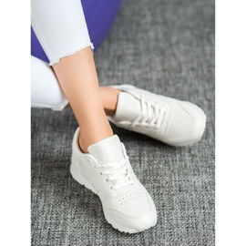 SHELOVET Chaussures nouées en cuir écologique blanche 1