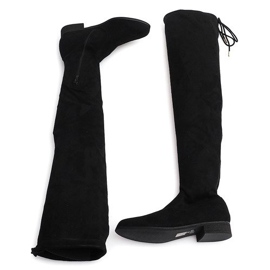 Bottines Hautes En Daim Lycra 3037 Noir blanc 1