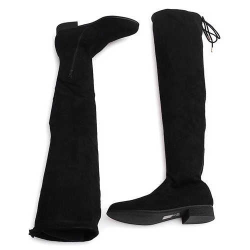 Bottines Hautes En Daim Lycra 3037 Noir blanc 1