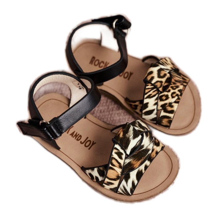 FRROCK Sandales Enfant Avec Velcro Panterka Mimi brun noir orange 3