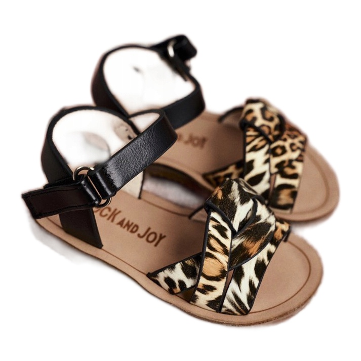 FRROCK Sandales Enfant Avec Velcro Panterka Mimi brun noir orange 2