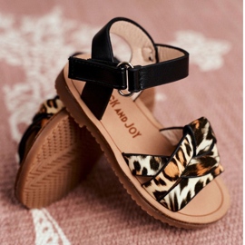 FRROCK Sandales Enfant Avec Velcro Panterka Mimi brun le noir orange 4