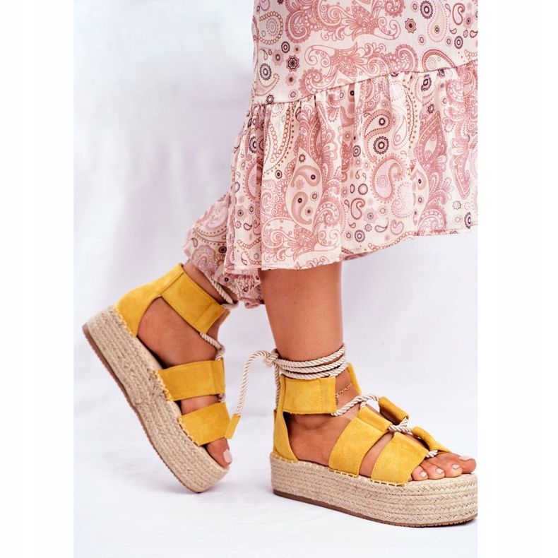 PS1 Espadrilles Femme Sur Plateforme Lin India Jaune 2