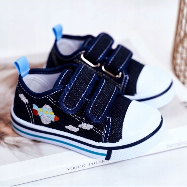 PL1 Baskets Enfant Nimalo Bleu Marine avec Velcro 2