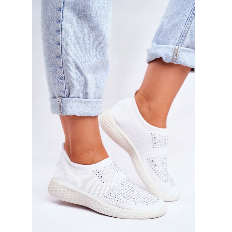 PS1 Chaussures de sport à enfiler pour femmes blanches avec zircone cubique Sidonim 2