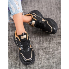 SHELOVET Baskets noires avec empiècements dorés le noir jaune 2