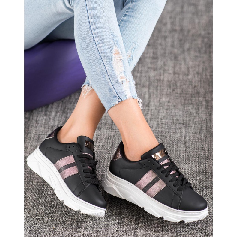 Weide Baskets sur la plate-forme noir multicolore 2