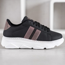 Weide Baskets sur la plate-forme le noir multicolore 3