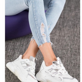 SHELOVET Baskets blanches en cuir écologique gris 1