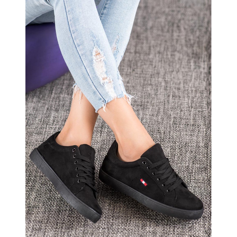 SHELOVET Chaussures de sport en daim noir 2