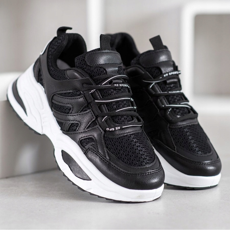 SHELOVET Baskets noires confortables le noir 2