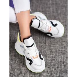 Weide Baskets mode blanche le noir gris jaune 3
