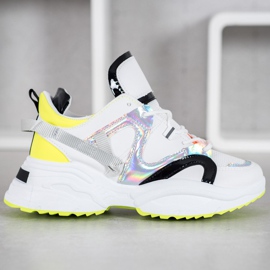 Weide Baskets mode blanche le noir gris jaune 4