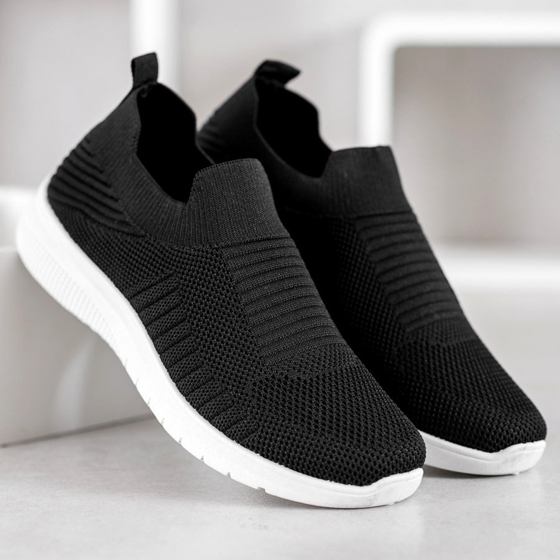 SHELOVET Chaussures à enfiler en textile noir 2