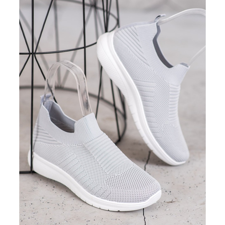 SHELOVET Chaussures à enfiler en textile gris 1