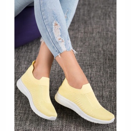 SHELOVET Chaussures à enfiler en textile jaune 1