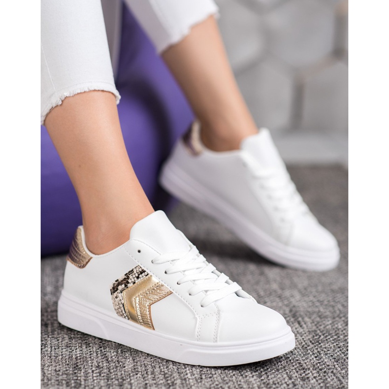 SHELOVET Chaussures en cuir écologique à la mode blanc jaune 2