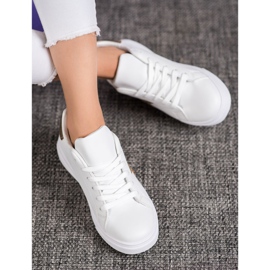 SHELOVET Chaussures en cuir écologique à la mode blanche jaune 3