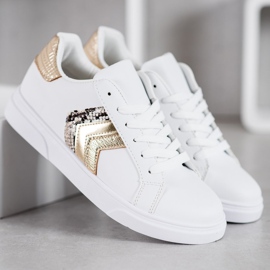 SHELOVET Chaussures en cuir écologique à la mode blanche jaune 1