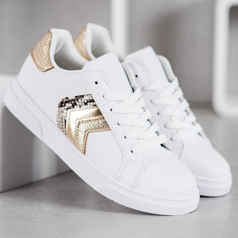 SHELOVET Chaussures en cuir écologique à la mode blanc jaune 1