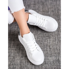 SHELOVET Chaussures en cuir écologique à la mode blanc noir gris 1