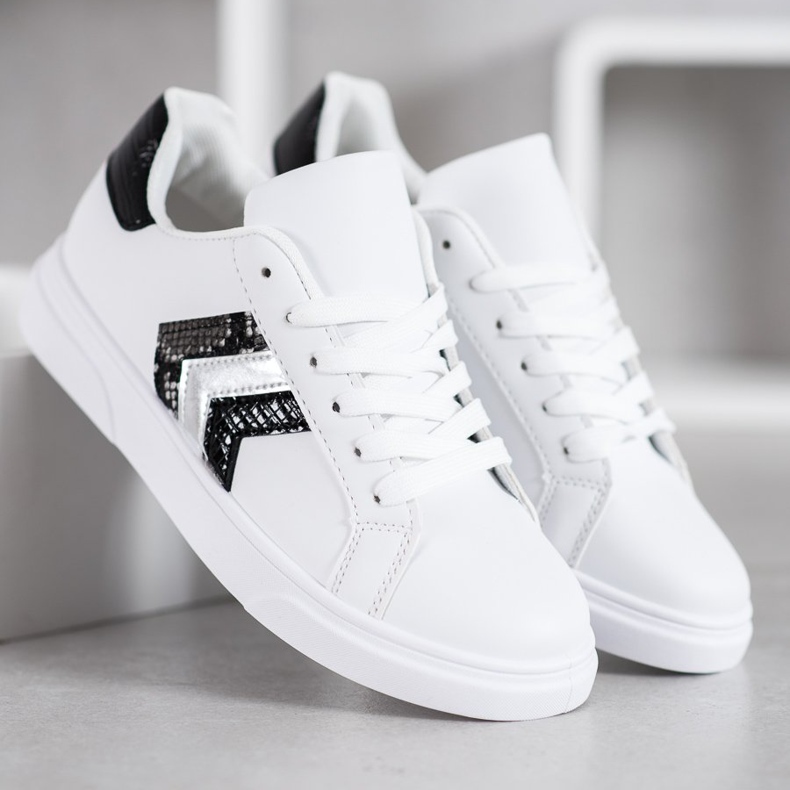 SHELOVET Chaussures en cuir écologique à la mode blanche le noir gris 2