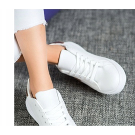 SHELOVET Chaussures en cuir écologique à la mode blanc jaune 1