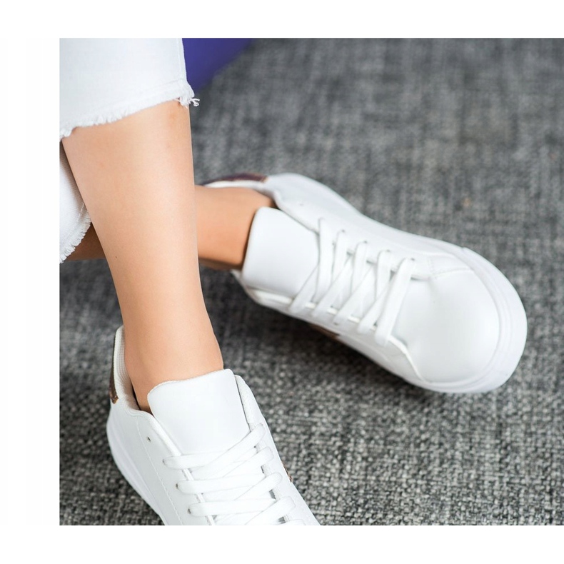 SHELOVET Chaussures en cuir écologique à la mode blanc jaune 1