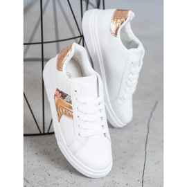 SHELOVET Chaussures en cuir écologique à la mode blanche jaune 3