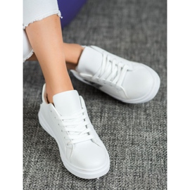 SHELOVET Chaussures en cuir écologique à la mode blanche gris 1