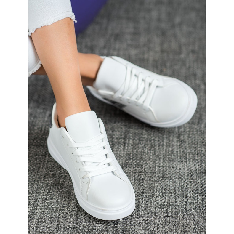 SHELOVET Chaussures en cuir écologique à la mode blanche gris 1