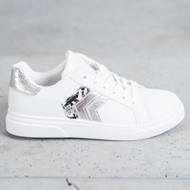 SHELOVET Chaussures en cuir écologique à la mode blanc gris 2