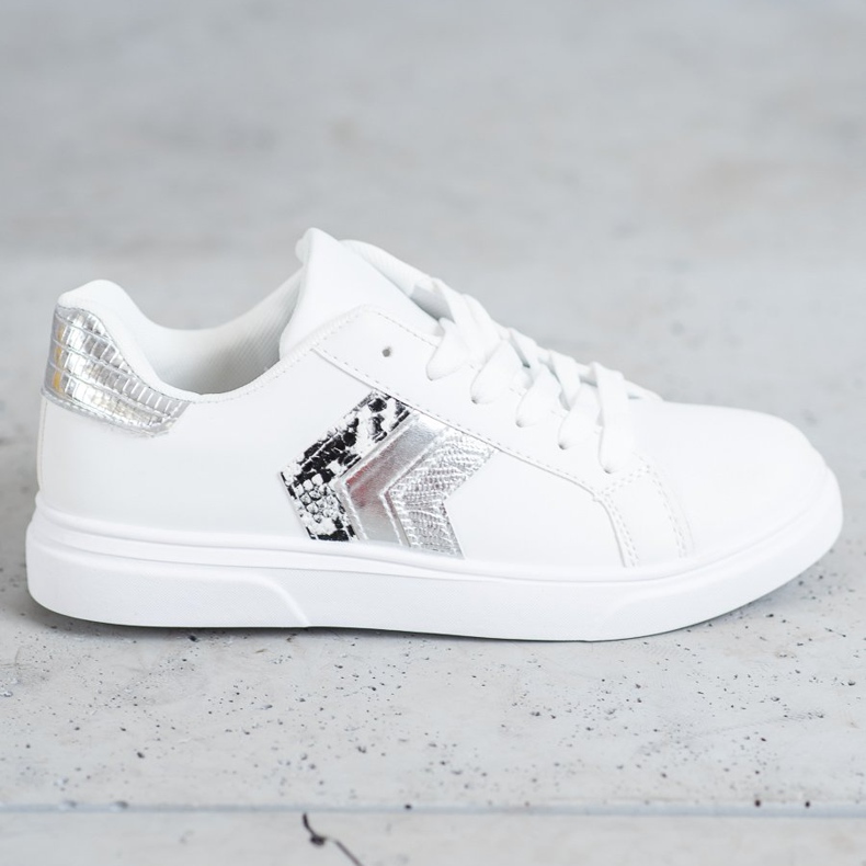 SHELOVET Chaussures en cuir écologique à la mode blanc gris 2