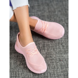 SHELOVET Baskets ajourées nouées rose 2