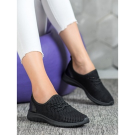 SHELOVET Baskets ajourées nouées le noir 1