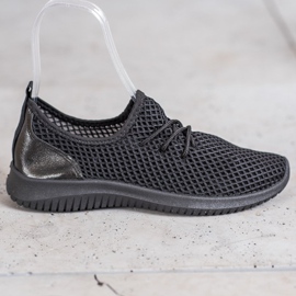 SHELOVET Baskets ajourées nouées le noir 2