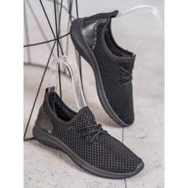 SHELOVET Baskets ajourées nouées le noir 3