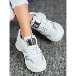 SHELOVET Baskets élégantes blanc gris 1