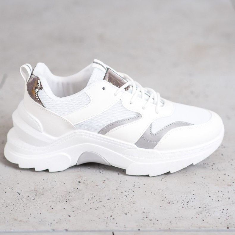 SHELOVET Baskets élégantes blanc gris 2