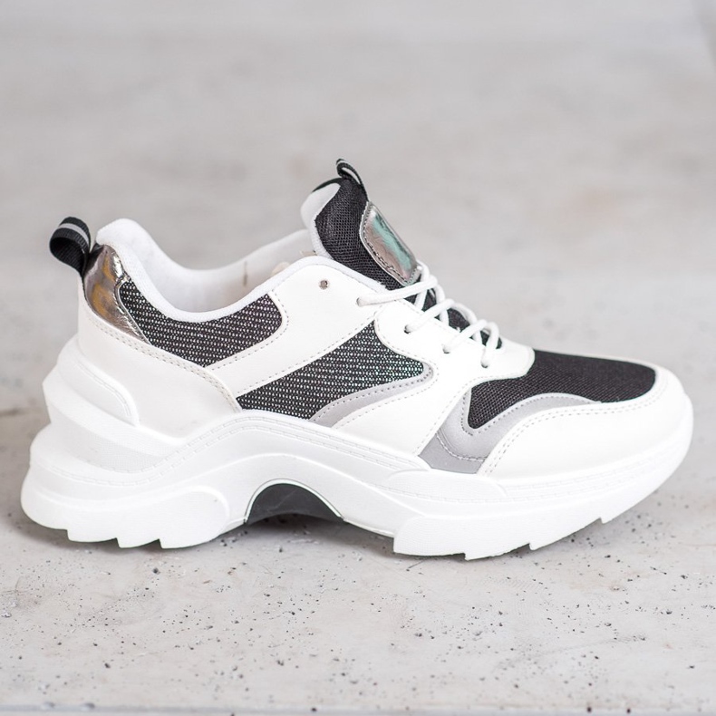 SHELOVET Baskets élégantes blanc noir 1