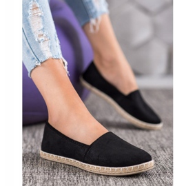 SHELOVET Espadrilles Noires À Paillettes 1