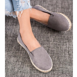 SHELOVET Espadrilles Grises À Paillettes 2