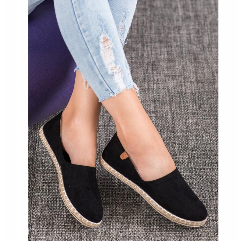 SHELOVET Espadrilles noires à enfiler le noir 1