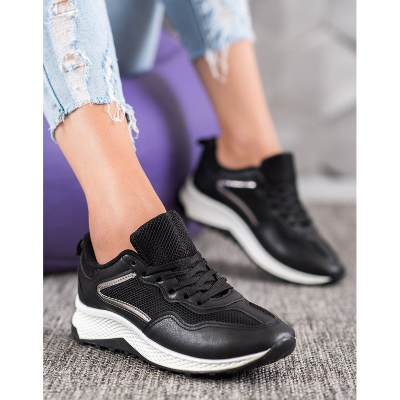 SHELOVET Baskets noires classiques gris 1