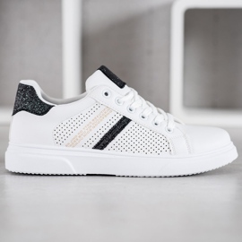 SHELOVET Baskets blanches ajourées le noir 3